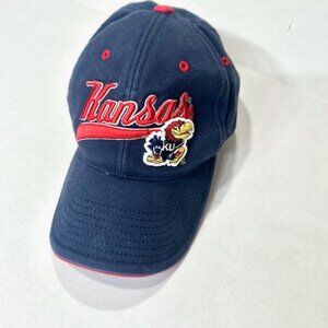 Twins Entreprises Unisex Ballcap Hat Kansas University Navy Blue Hook & Loop